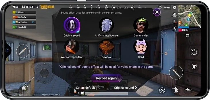 tính năng thay đổi giọng nói trong chế độ chơi game vivo