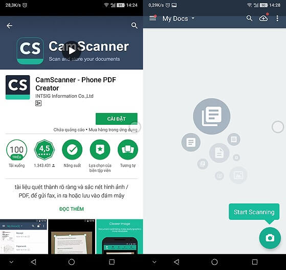 App scan văn bản cho Android: CamScanner